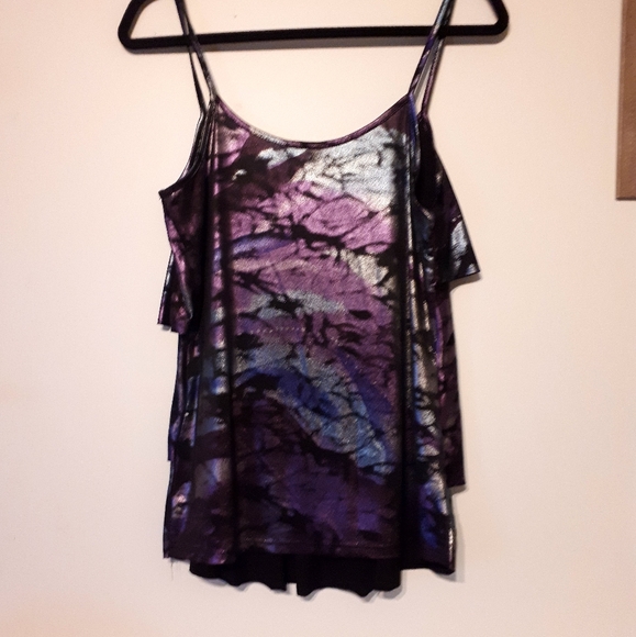 Metallic Ruffled Women's Top - Picture 2 of 2